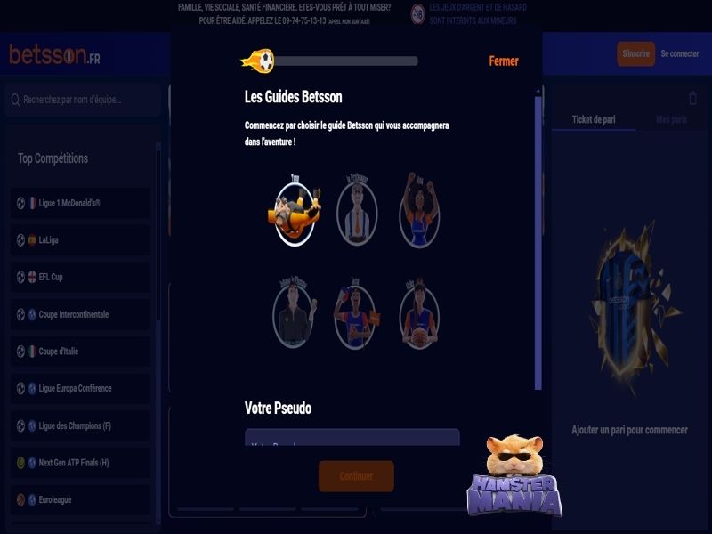 Registo no casino Betsson