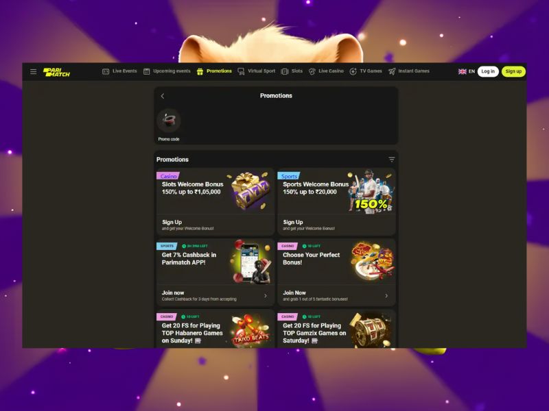 Promotions and Bonuses for Hamster Mania Players at Parimatch