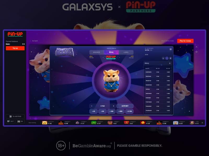 Pin-Up Casino para için Hamster oynayın