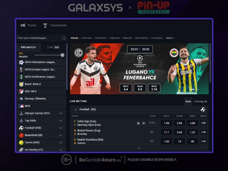 Pin-Up online casino'da spor ve siber spor bahisleri