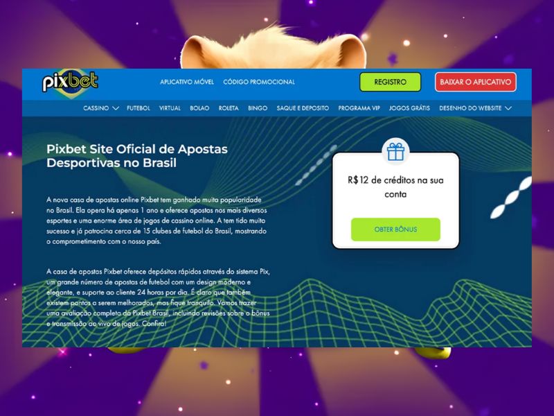 Внести депозит для игры в Hamster Mania на Pixbet